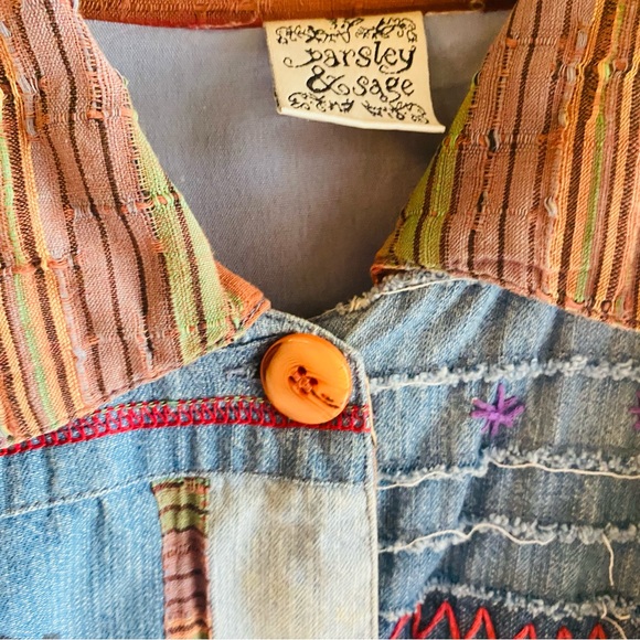 PARSLEY & SAGE Vintage Fall Patchwork Button Down Jacket - Picture 5 of 9